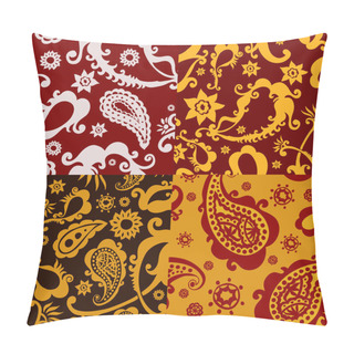 Personality  Set Of Beautiful Floral Paisley Seamless Backgrounds. Pillow Covers