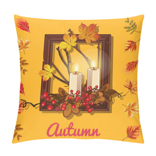 Personality  Autumn Composition: Leaves, Candles, Photo Frame Pillow Covers