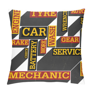 Personality  Car Themed Seamless Retro Background, Vector Pillow Covers