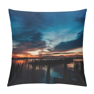 Personality  A Beautiful Scenery Of The Sunset Sky Over A Pier Pillow Covers