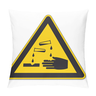 Personality  Safety Signs Warning Sign BGV A8 Vector Pictogram Icon Triangular Test Tube Handle Corrosive Pillow Covers