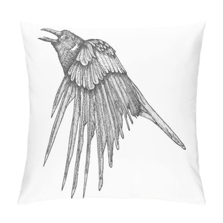 Personality  Stylized Hand Drawing Crow Sketch Pillow Covers