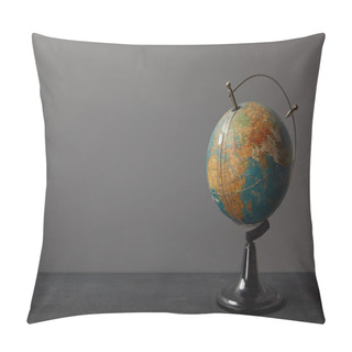 Personality  Old Globe On Dark Textured Surface On Grey Pillow Covers