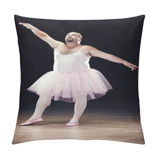 Personality  Funny Fat Classical Dancer On Black Background Pillow Covers