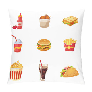 Personality  Junk Food Items Set Pillow Covers