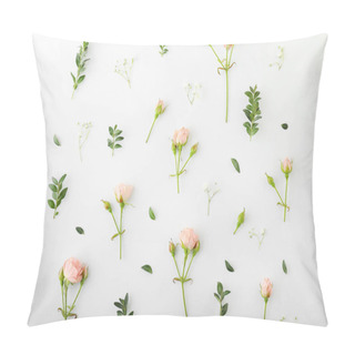 Personality  Beautiful Flowers With Leaves On White Background Pillow Covers