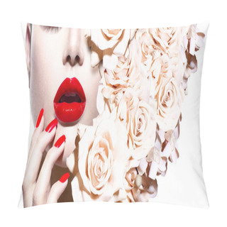 Personality  Fashion Sexy Woman With Flowers. Vogue Style Model Pillow Covers