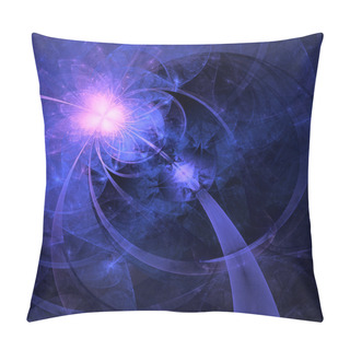 Personality  Shiny Curvy Pattern On Dark Background, Digital Fractal Art Design Pillow Covers