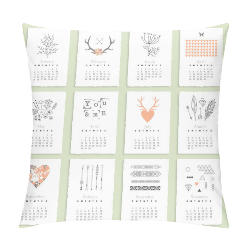 Personality  Calendar 2015 with romantic elements pillow covers