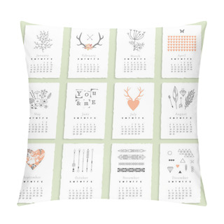 Personality  Calendar 2015 With Romantic Elements Pillow Covers