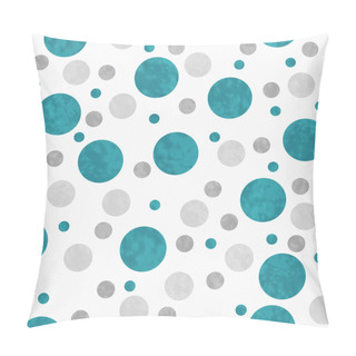 Personality  Teal, Gray And White Polka Dots Pattern Repeat Background Pillow Covers