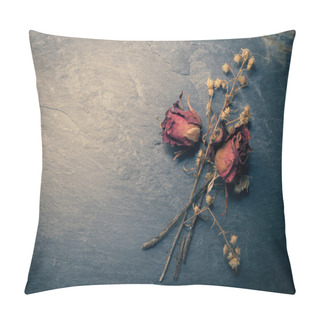 Personality  Closeup Of Dry Rose Flower On Stone, Memory Love Conception Pillow Covers