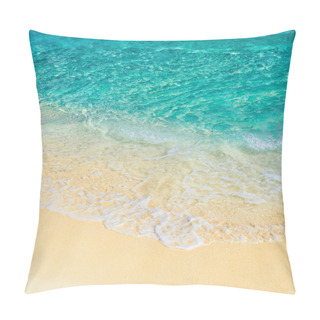 Personality  Soft Wave Of The Turquoise Sea On The Sandy Beach. Natural Summe Pillow Covers