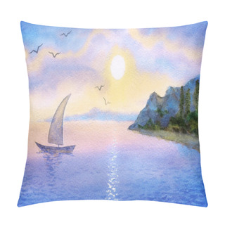 Personality  Sailboat On The  Sea Meets The Sun Pillow Covers