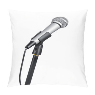 Personality  Silver Microphone With Black Wire Isolated On White Pillow Covers