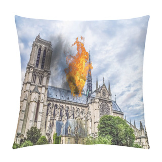 Personality  Fire At Notre Dame Cathedral Burning, Representation Pillow Covers