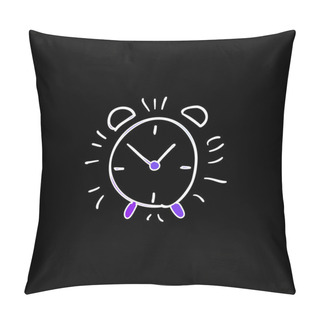 Personality  Alarm Clock Hand Drawn Outline Blue Gradient Vector Icon Pillow Covers