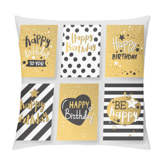 Personality  Set Of Beautiful Birthday Invitation Cards Decorated With Colorful Balloons, Cakes And Cartoon Elephant. Pillow Covers