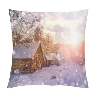 Personality  House In Snow Fairy Forest Pillow Covers