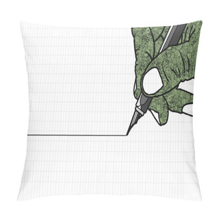 Personality  Simple Line Drawing Of Hand Holding A Pen Pillow Covers