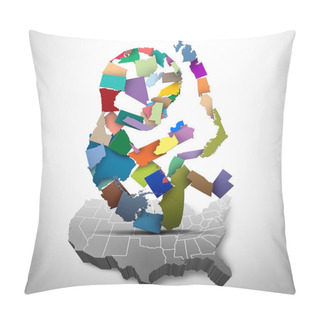 Personality  United States Abortion Law And Fetus Rights Laws Or US Reproductive Justice As A Legal Concept For Reproduction Rights In USA By The American Government For Legality Concerning Pro Life Or Choice With 3D Illustration Elements. Pillow Covers