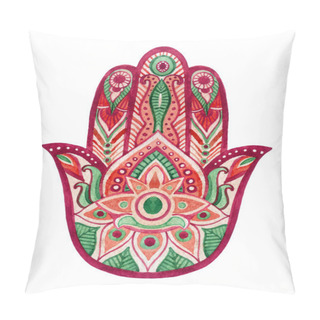 Personality  Hamsa Hand In Watercolor. Protective And Good Luck Amulet In Indian, Arabic  Jewish Cultures. Hamesh Hand In Vivid Colors. Pillow Covers
