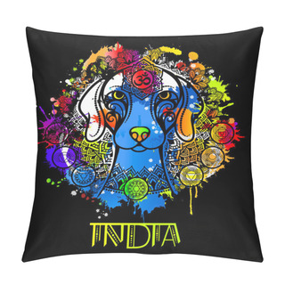 Personality  Vector Image Of An Indian Dog In Indian Ornament. Pillow Covers
