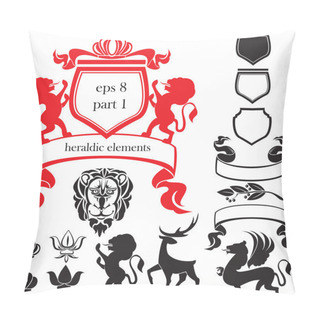 Personality  Set Of Heraldic Silhouettes Elements Pillow Covers