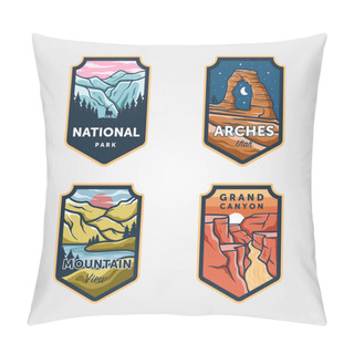 Personality  Set Of Vector National Park Outdoor Adventure Vintage Logo Emblem Illustration Designs Pillow Covers
