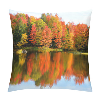 Personality  Beautiful Autumn Landscape With Lake And Colorful Trees  Pillow Covers