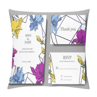 Personality  Vector Irises. Engraved Ink Art. Wedding Background Cards With Decorative Flowers. Thank You, Rsvp, Invitation Cards Graphic Set Banner. Pillow Covers