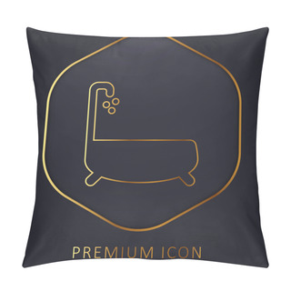 Personality  Bathtub With Water Dropping Golden Line Premium Logo Or Icon Pillow Covers