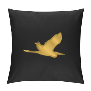 Personality  Bird Heron Flying Shape Gold Plated Metalic Icon Or Logo Vector Pillow Covers