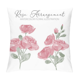 Personality  Rose Flower Watercolor Arrangement With Leaf Illustration Pillow Covers