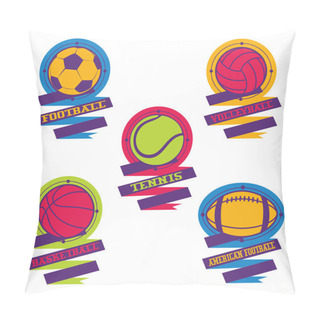 Personality  Sports Balls Logos. Football, Volleyball, Basketball, American F Pillow Covers