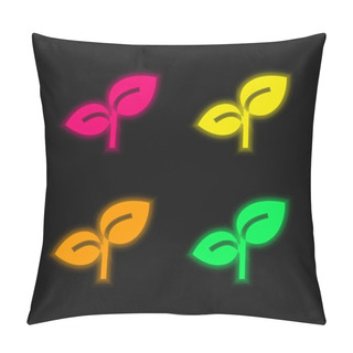 Personality  Branch Four Color Glowing Neon Vector Icon Pillow Covers