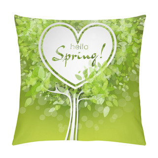 Personality  Vector Heart Shaped Tree With Green Leaves Pillow Covers