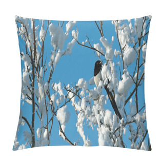 Personality  Magpie In Snow Pillow Covers