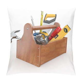 Personality  Toolbox With Tools. Skrewdriver, Hammer, Handsaw And Wrench Pillow Covers