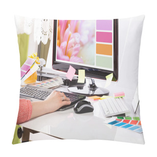 Personality  Graphic Designer At Work. Color Samples. Pillow Covers
