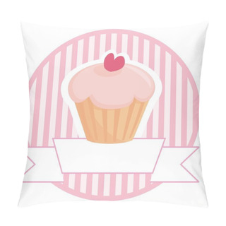 Personality  Cupcake In Pink With White Place For Your Text Vector Illustration Pillow Covers