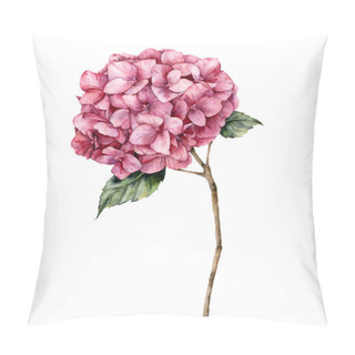 Personality  Watercolor Hydrangea. Hand Painted Pink Flower With Leaves And Branch Isolated On White Background.  Nature Botanical Illustration For Design, Print. Realistic Delicate Plant Pillow Covers
