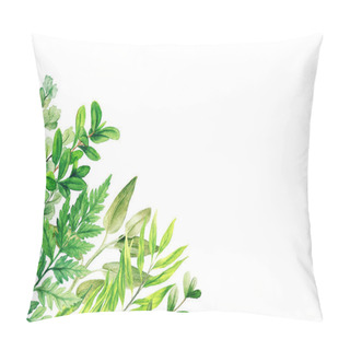 Personality  Wild Herbs, Leaves And Ferns, Bright Colors, Corner Frame Pillow Covers