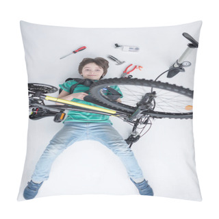 Personality  Little Boy With Bicycle Pillow Covers