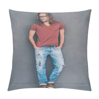 Personality  Man With Long Hair In Casual Wear  Pillow Covers