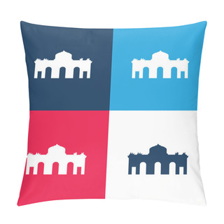 Personality  Alcala Gate Spain Blue And Red Four Color Minimal Icon Set Pillow Covers