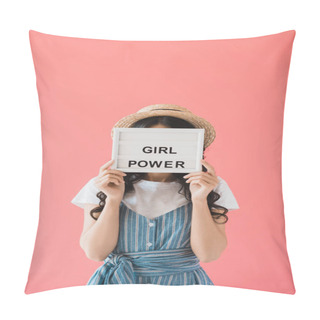 Personality  Woman With Girl Power Board In Hands Pillow Covers