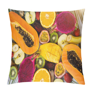 Personality  Exotic Fruits And Tropical Leaves On Table Pillow Covers