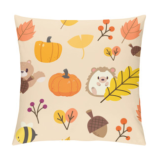 Personality  The Pattern Of Autumn Leaf And Wildlife Animal. The Pattern Of Leaf In Autumn Theme  Pillow Covers