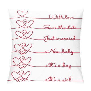 Personality  Heart Line Drawing With Text For Cards, Vector Pillow Covers